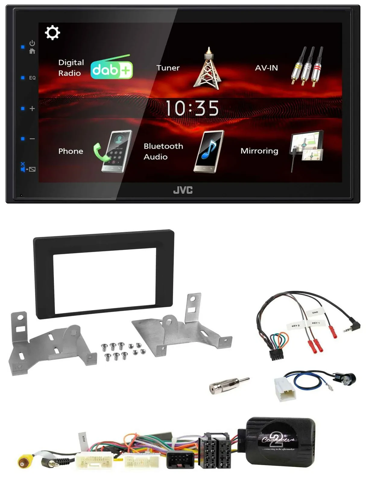 JVC USB Bluetooth Lenkrad DAB 2DIN Autoradio für Toyota Aygo ab 22 AB7 schwarz