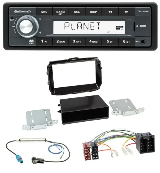 Continental USB MP3 AUX 1DIN Autoradio für Alfa Giulietta ab 2013 ISO piano-schw