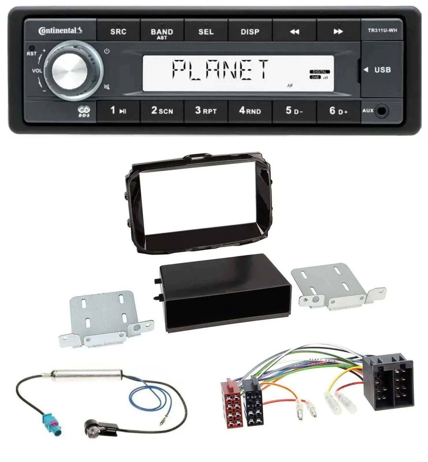 Автомагнитола для Alfa Romeo Giulietta (с 2013) Continental 1 DIN, USB, MP3, AUX, ISO, цвет: черный (piano black)