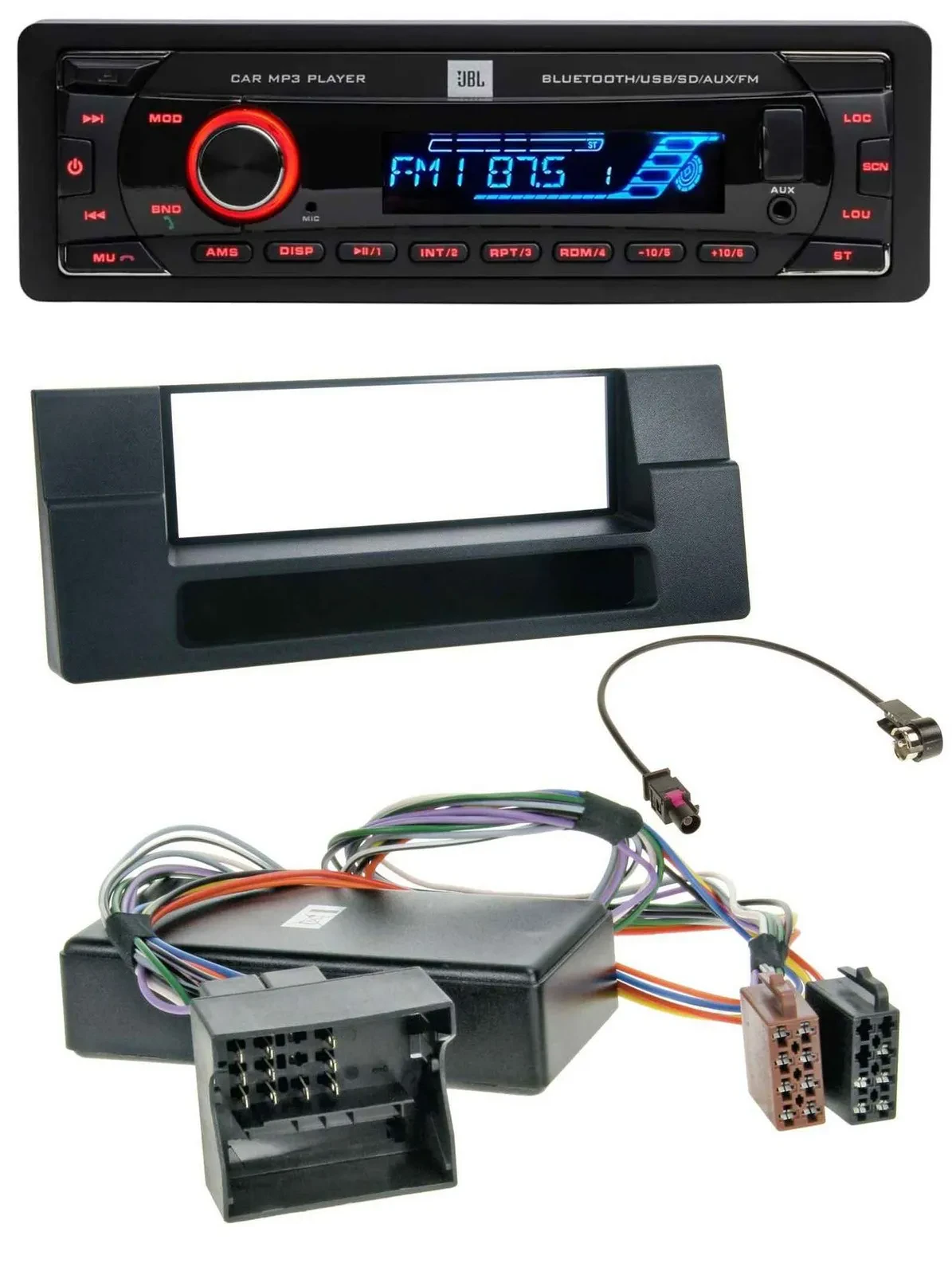 JBL AUX MP3 USB Bluetooth SD Autoradio für BMW X5 E53 5er E39 Ablagefach Quadloc