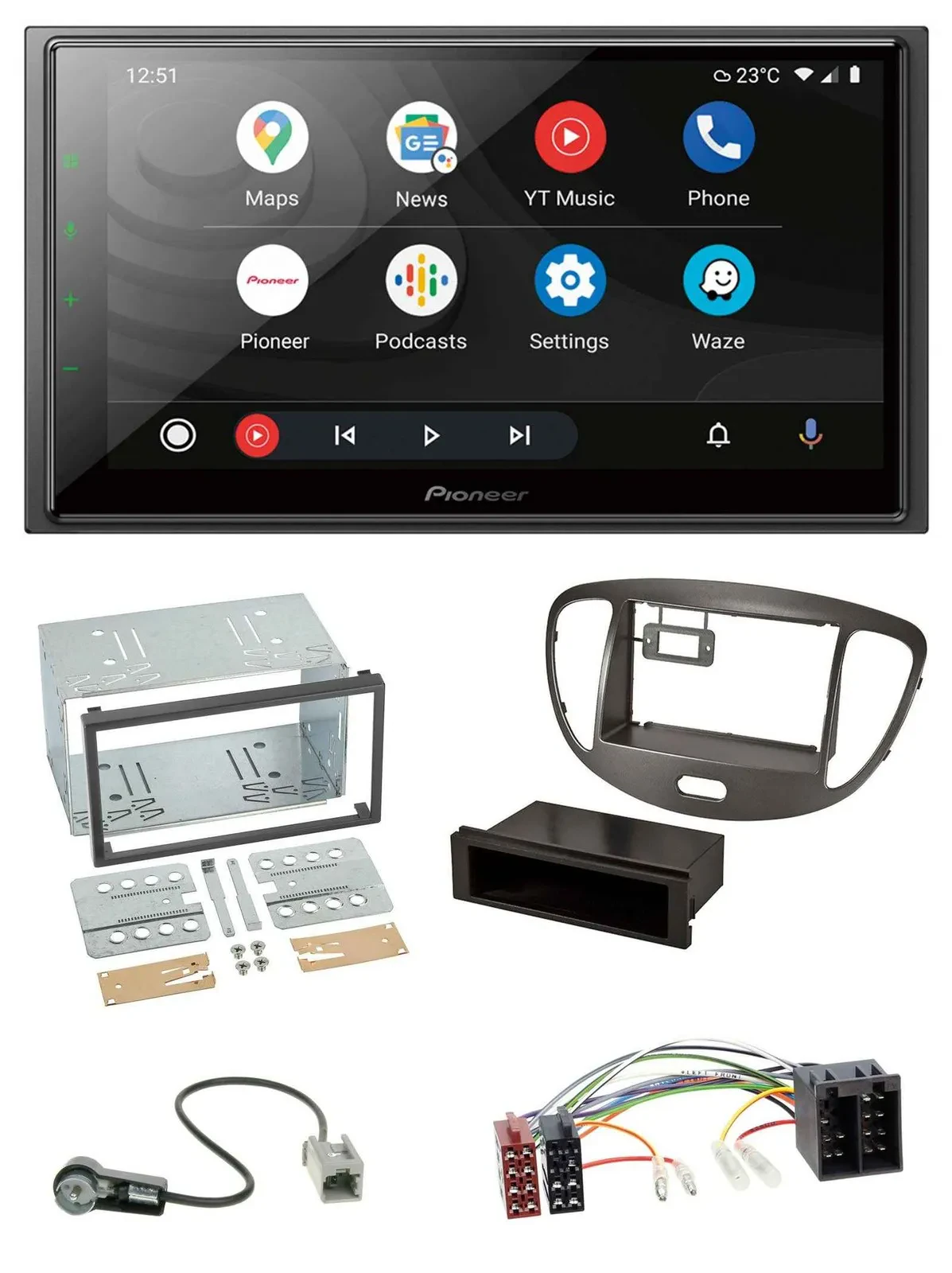 Pioneer USB 2DIN DAB MP3 Bluetooth Autoradio für Hyundai i10 2008-13 dunkelsilbe