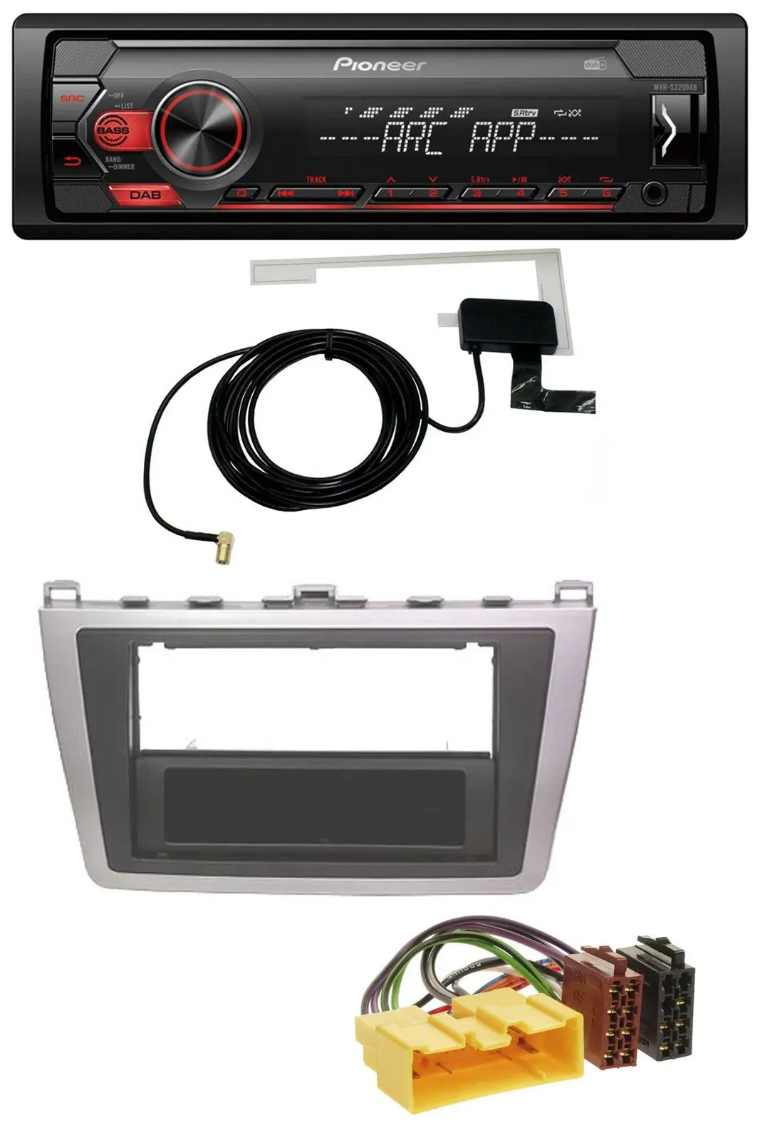 Автомагнитола для Mazda 6 (2008–2012) Pioneer 1 DIN USB DAB MP3 AUX серебристый/черный