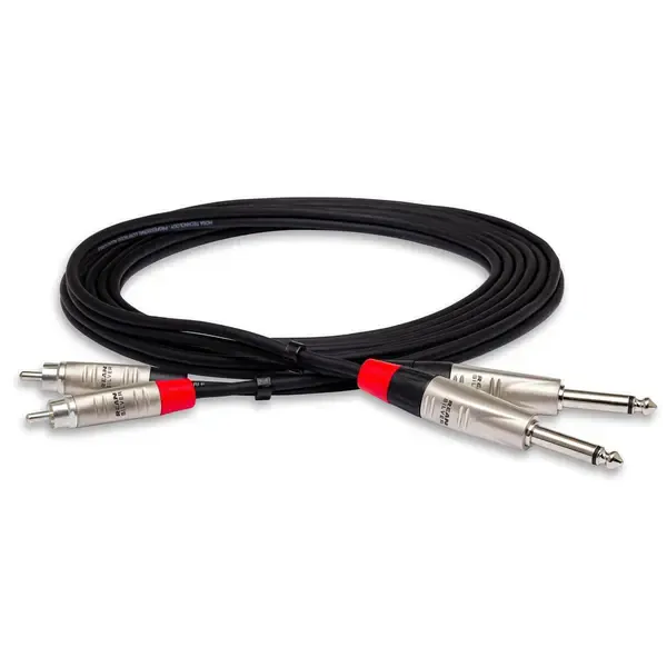 Коммутационный кабель Hosa 15' Pro Stereo Dual REAN 1/4" TS Male to RCA Male Stereo Audio Cable