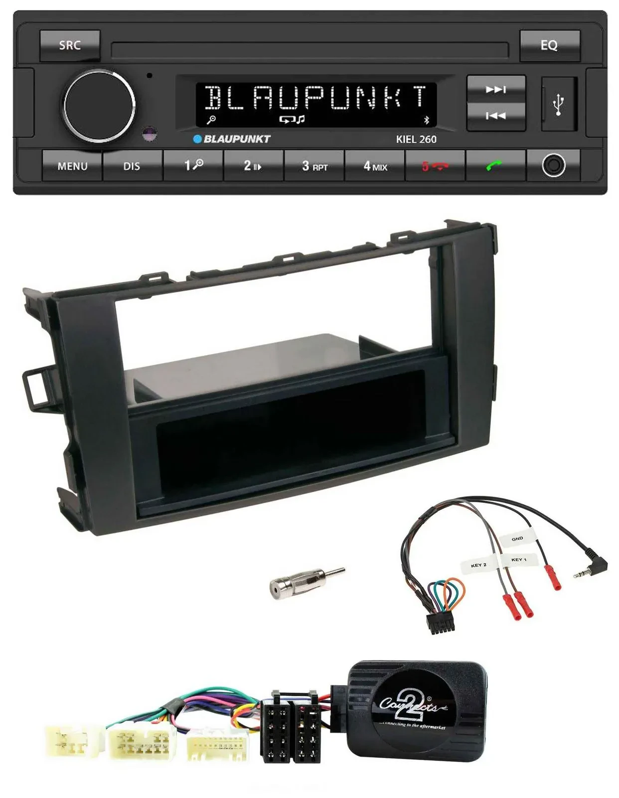 Автомагнитола для Toyota Auris 2007–2011 Blaupunkt USB DAB Bluetooth поддержка управления на руле черный