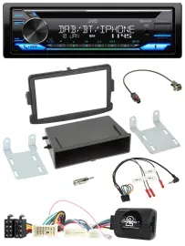 Автомагнитола JVC Bluetooth USB DAB CD для Dacia Logan/Sandero (с 2012), чёрный