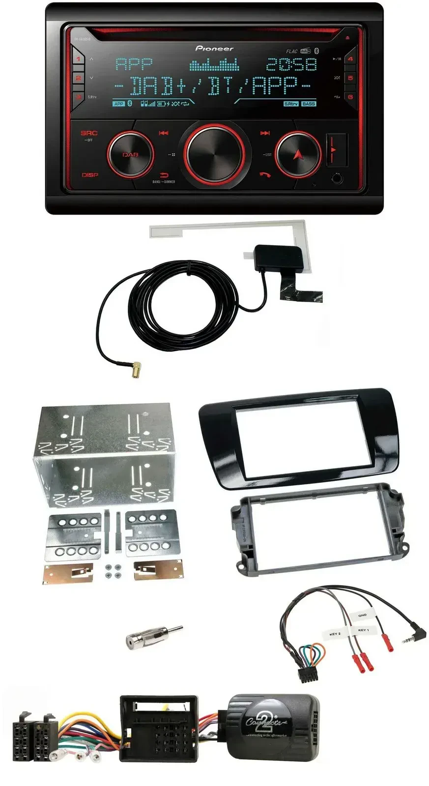 Автомагнитола Pioneer 2-DIN, DAB, USB, CD, Bluetooth для Seat Ibiza (с 2008), черный глянец