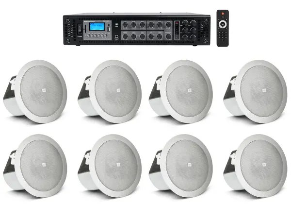 (8) JBL 3" Ceiling Speakers+6-Zone Bluetooth Amplifier For Restaurant/Bar/Cafe