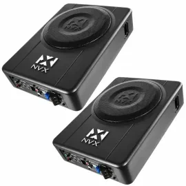 2) NVX QBUS8P 150W 8" Under Seat Amplified Loaded Ported Subwoofer Package