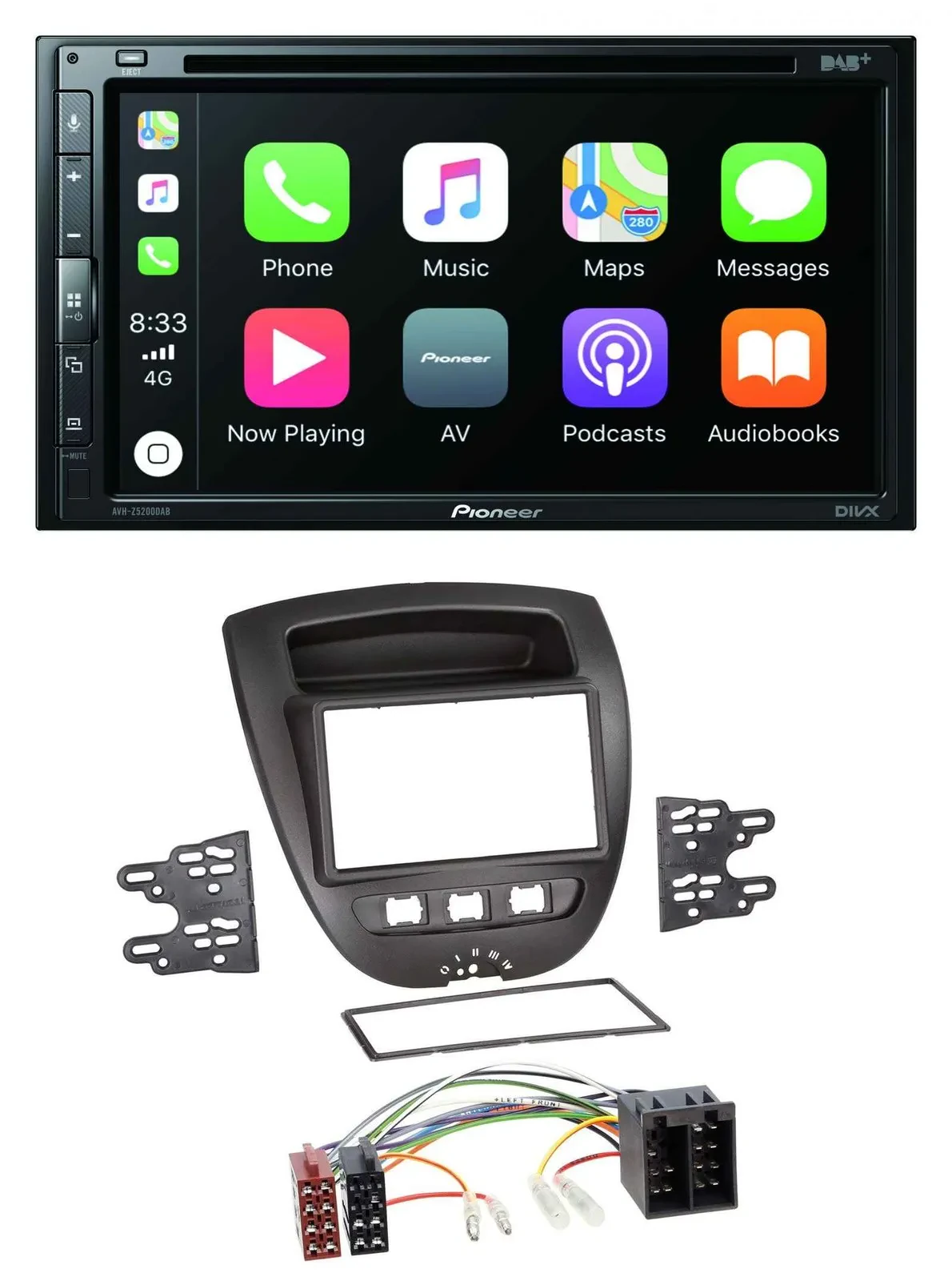 Pioneer DVD 2DIN MP3 DAB Bluetooth USB Autoradio für Citroen C1 Toyota Aygo Peug