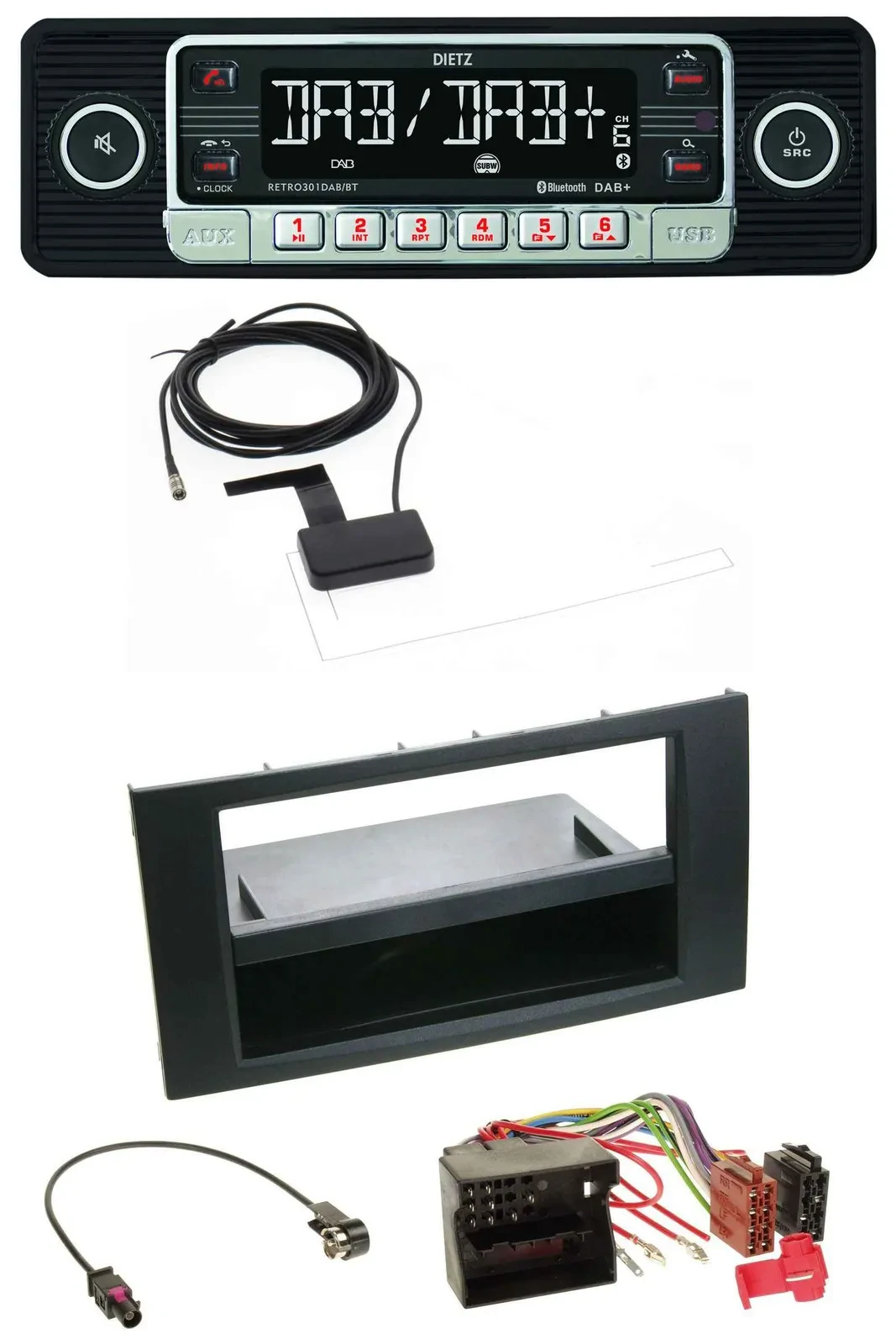 Dietz DAB Bluetooth USB MP3 Autoradio für Ford Focus Fiesta 04-08 schwarz