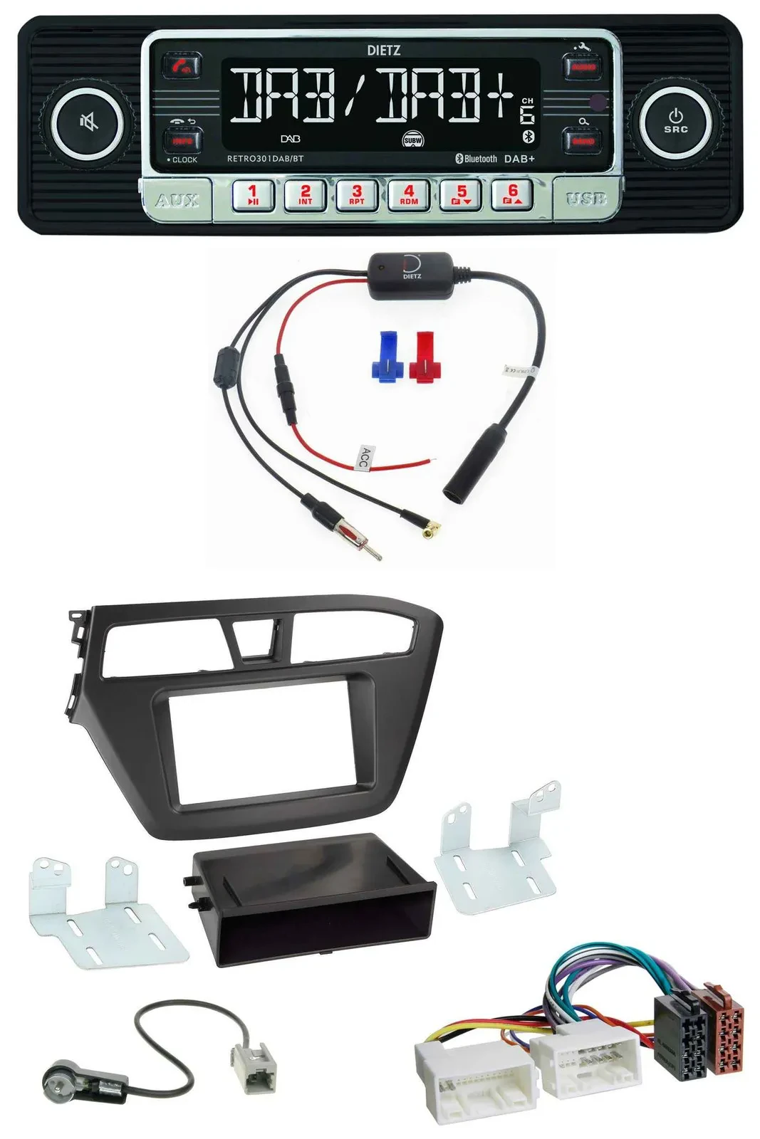 Dietz MP3 DAB Bluetooth USB Autoradio für Hyundai i20 (2014-2020)