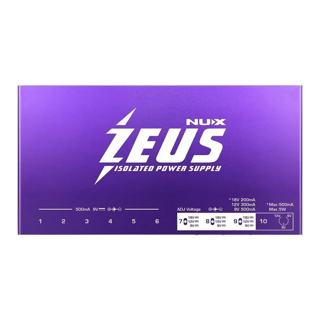 Блок питания для педалей NuX Zeus 10 выходов, изолированные, регулируемое напряжение