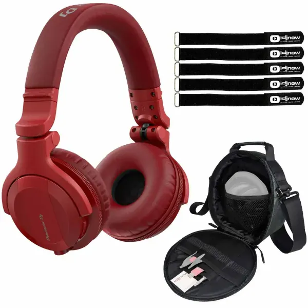 Pioneer HDJ-CUE1BT Bluetooth Wireless DJ Headphones in Matte Red w Carry Case