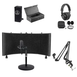 Audio Technica AT4033A Condenser Microphone+Case+Headphones+Shield+Boom+Stand