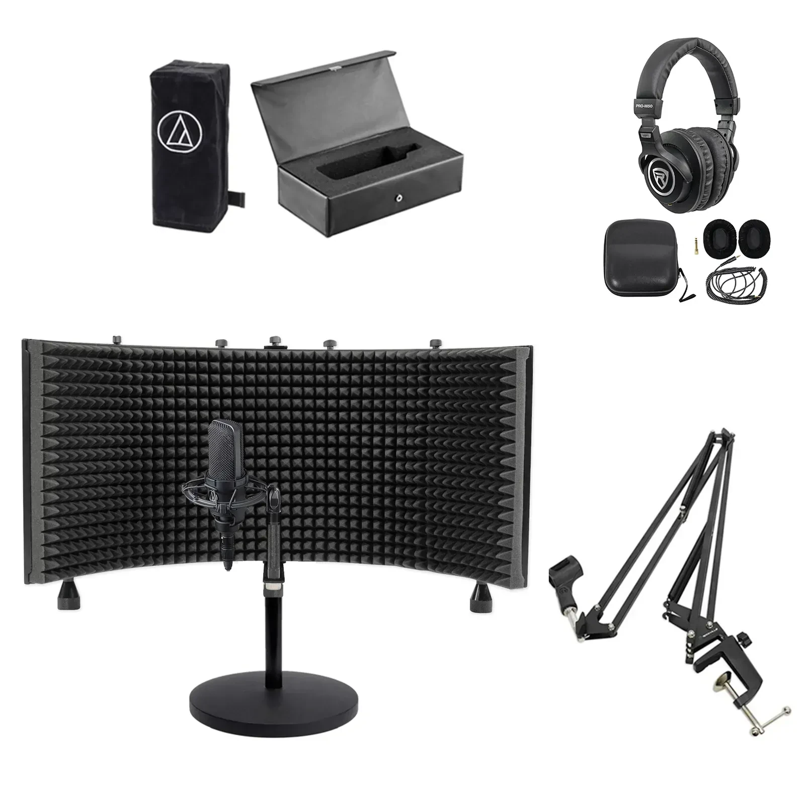 Audio Technica AT4033A Condenser Microphone+Case+Headphones+Shield+Boom+Stand