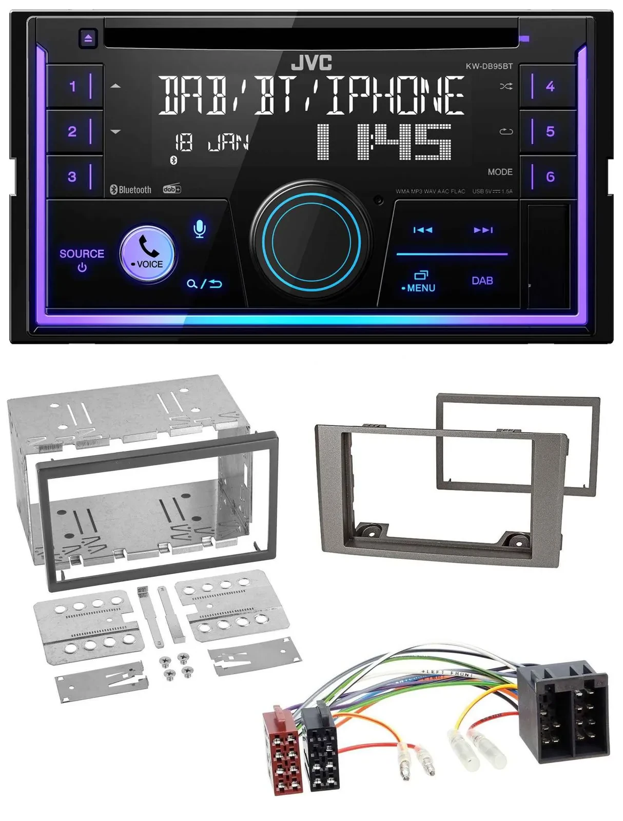 JVC MP3 USB 2DIN DAB Bluetooth CD Autoradio für Iveco Daily 2006-2014 silber