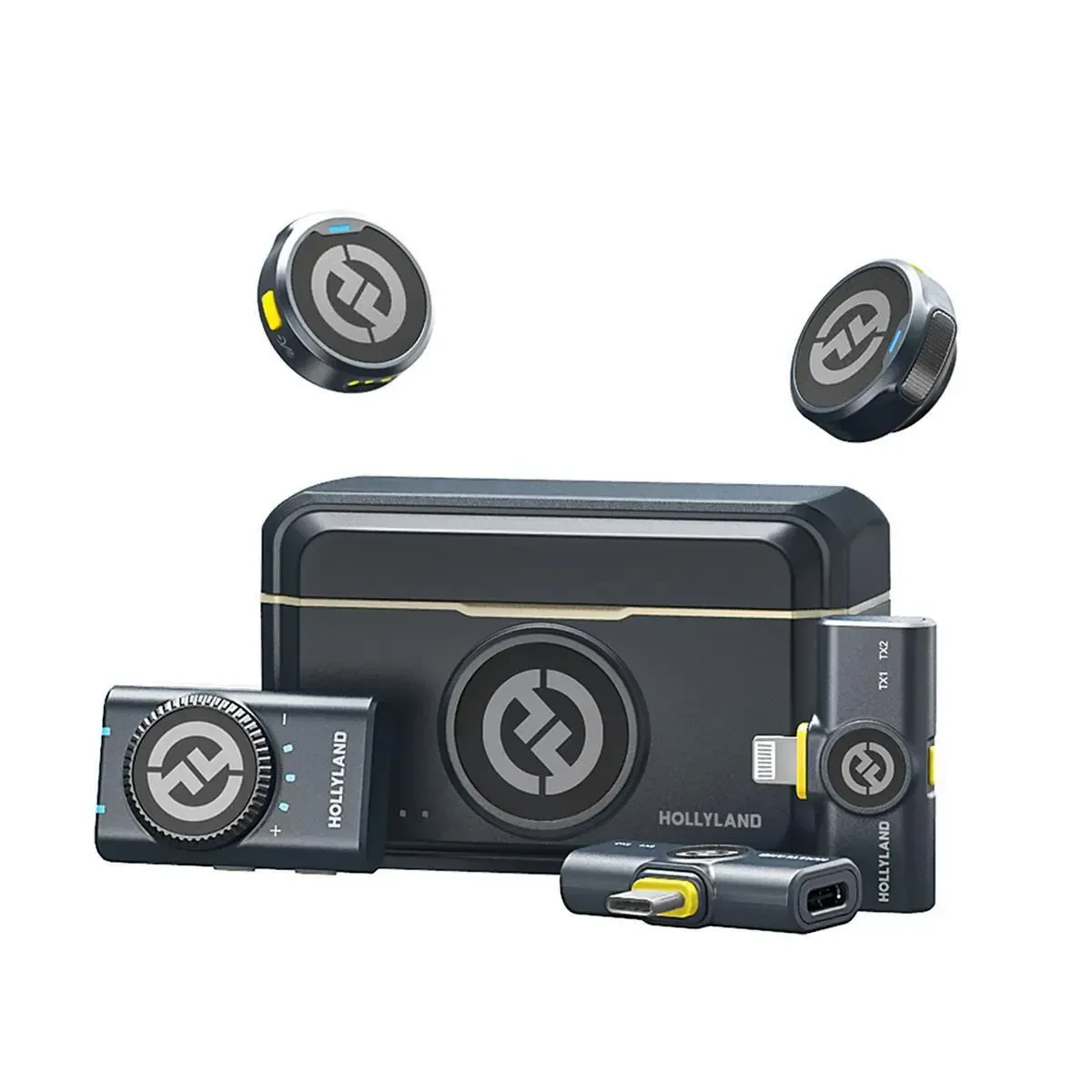Микрофонная радиосистема для петличных микрофонов Hollyland LARK M2 Combo 2.4GHz, 2 микрофона, цвет антрацитовый (набор)