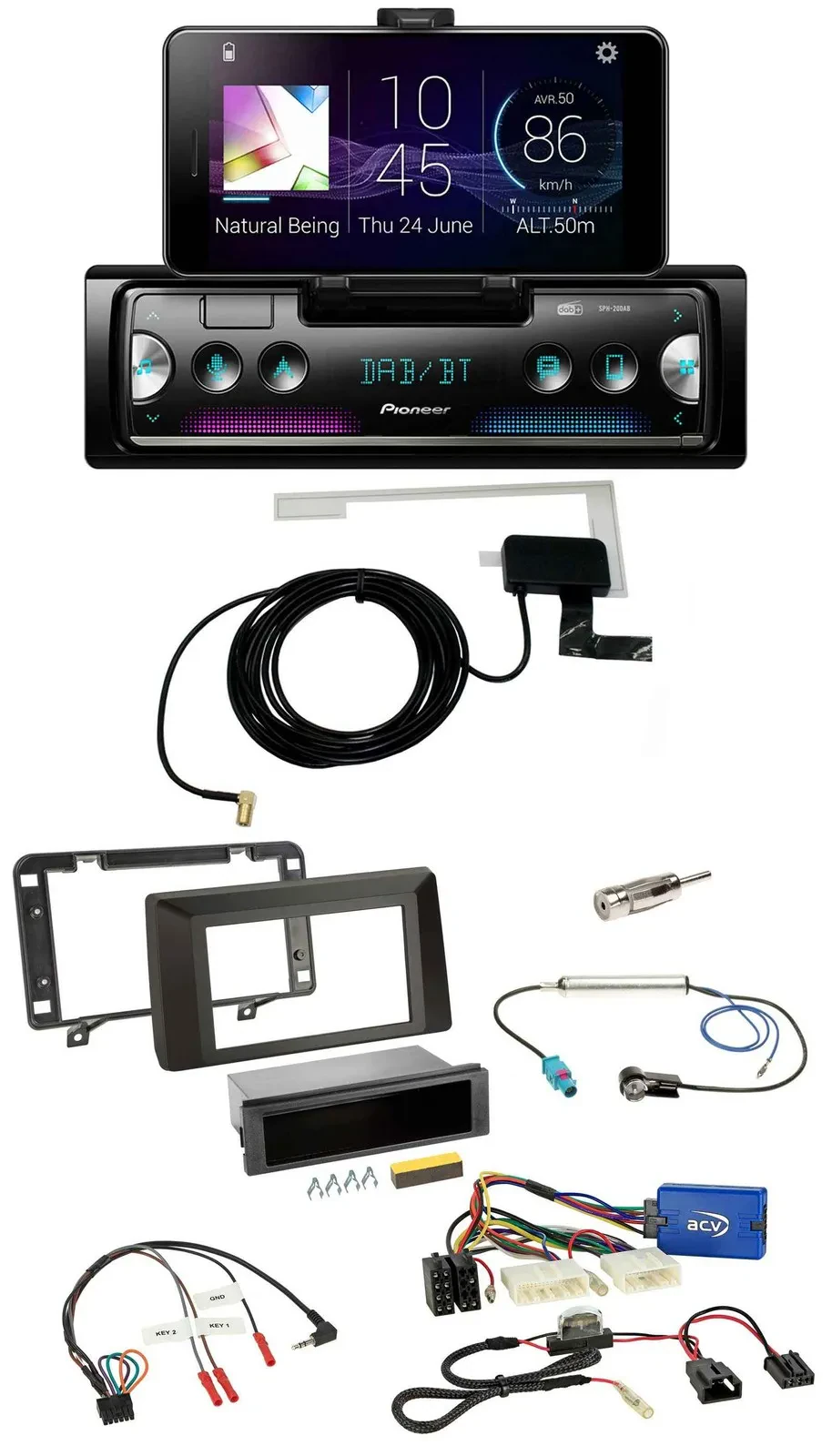 Автомагнитола Pioneer DAB, Bluetooth, USB, поддержка управления на руле, для Dacia Duster (с 2021)