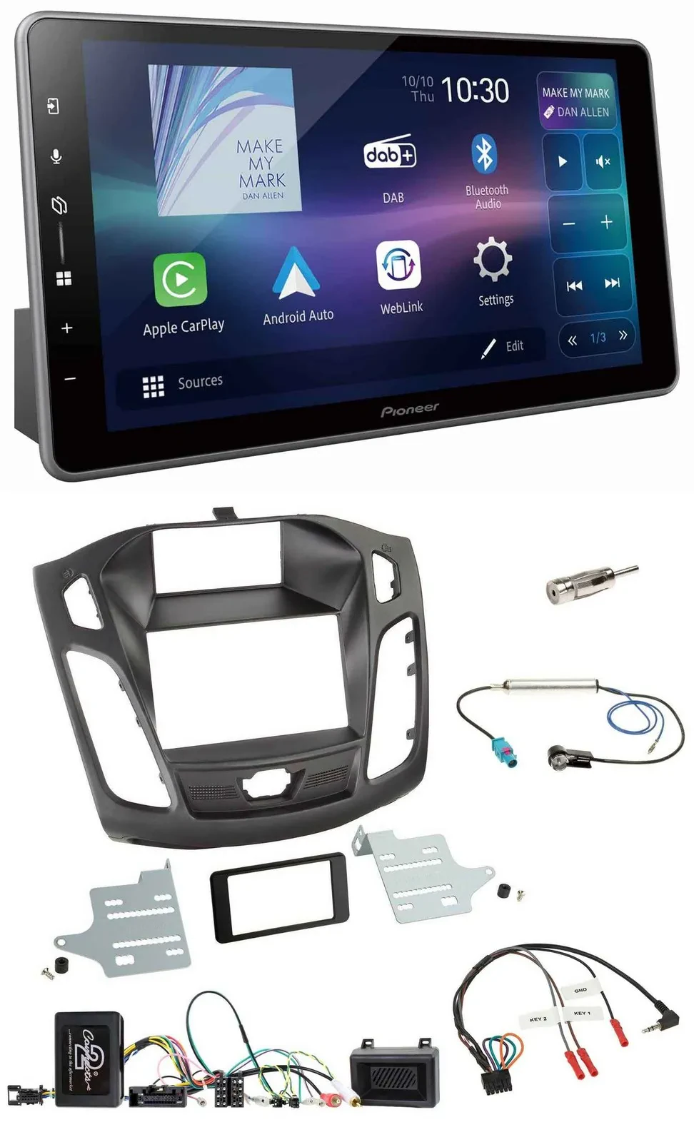 Pioneer Bluetooth USB DAB Lenkrad Autoradio für Ford Focus DYB 2011-2014