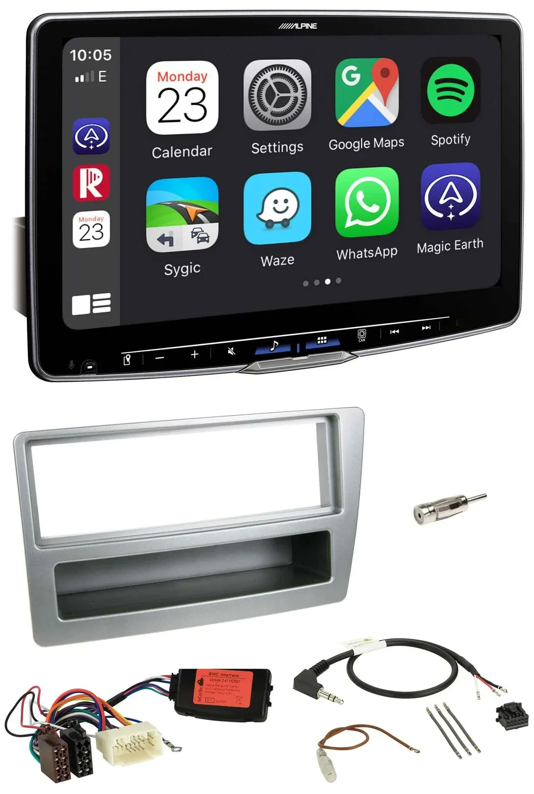 Alpine Lenkrad USB Bluetooth DAB Autoradio für Honda Civic 2004-2006 silber