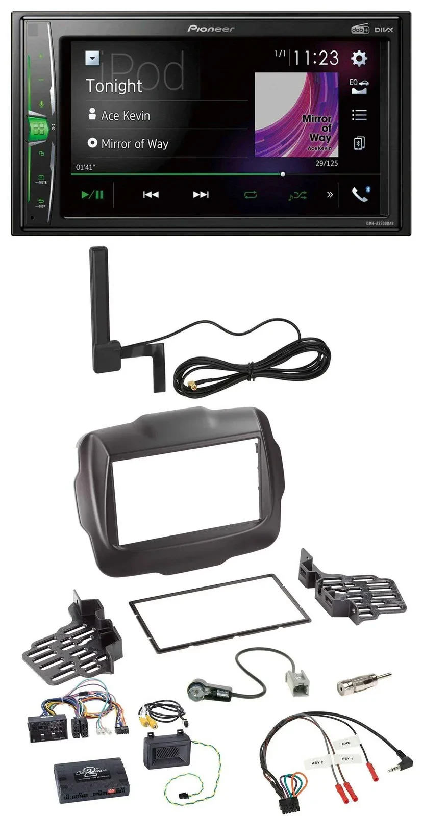 Автомагнитола для Jeep Renegade (с 2015) Pioneer 2DIN, DAB, Bluetooth, MP3