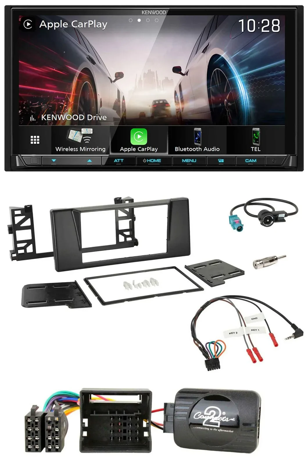 Kenwood Lenkrad 2DIN USB DAB Bluetooth Autoradio für BMW 5er E39 01-04 Aktivsyst