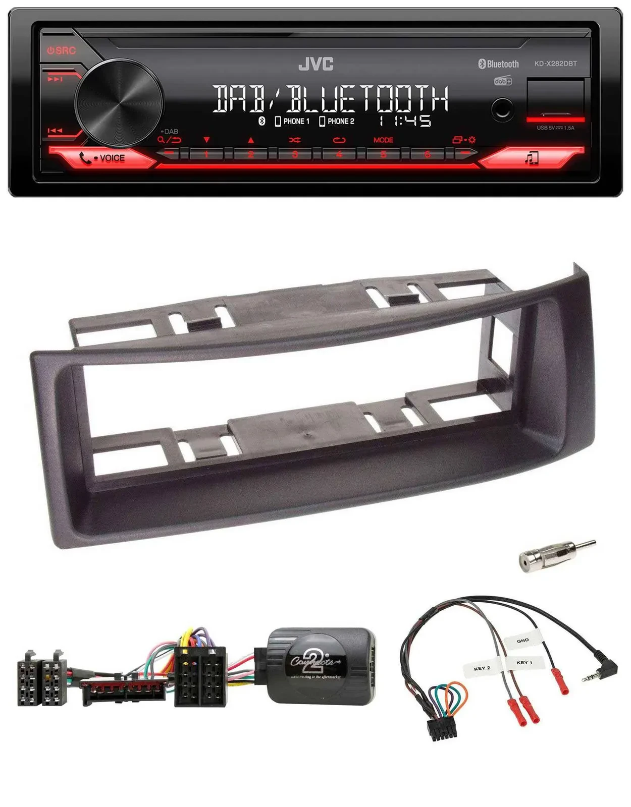 JVC Bluetooth USB DAB Lenkrad Autoradio für Renault Megane 1996-2000 Scenic schw