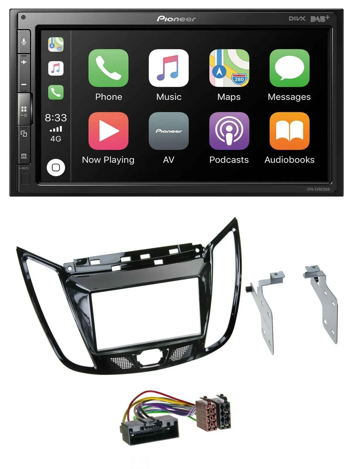 Автомагнитола для Ford Pioneer 2 DIN, USB, MP3, DAB, Bluetooth, черный глянец