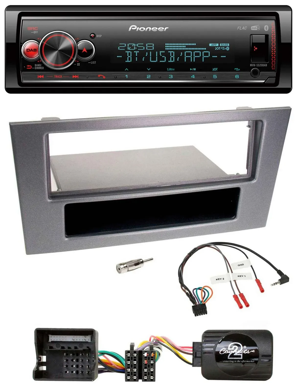 Pioneer Bluetooth USB Lenkrad DAB Autoradio für Ford Mondeo 2004-2007 anthrazit