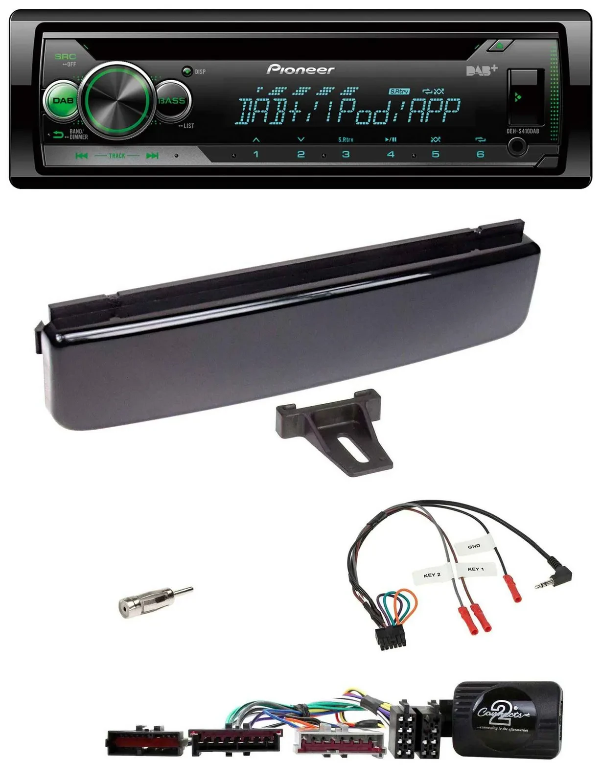 Pioneer USB MP3 DAB Lenkrad CD Autoradio für Ford Mondeo Focus piano-schwarz