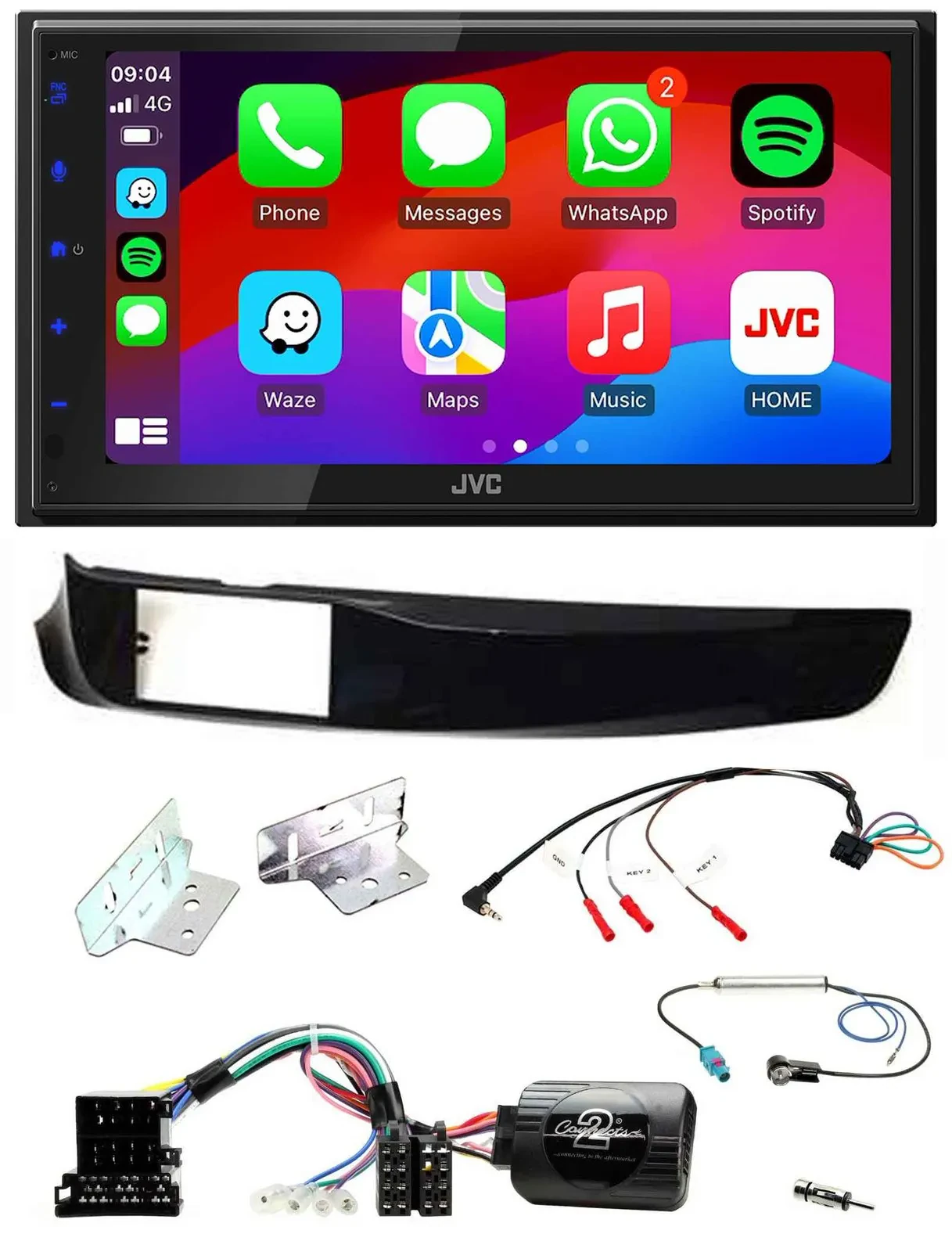 JVC Bluetooth USB Lenkrad 2DIN DAB Autoradio für Alfa Giulietta 940 10-14 schwar