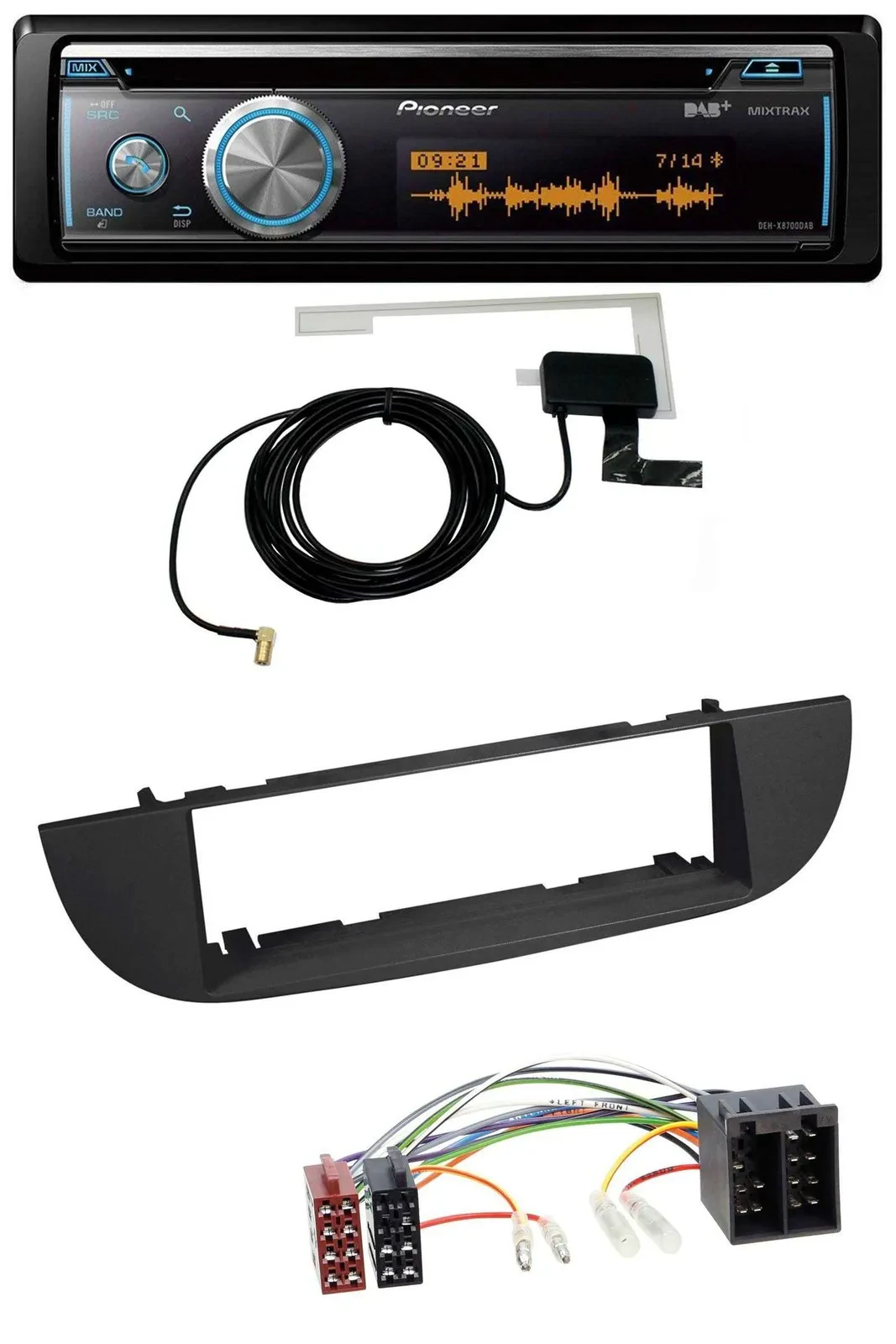 Pioneer Bluetooth DAB MP3 USB CD Autoradio für Fiat 500 (ab 2007) - schwarz