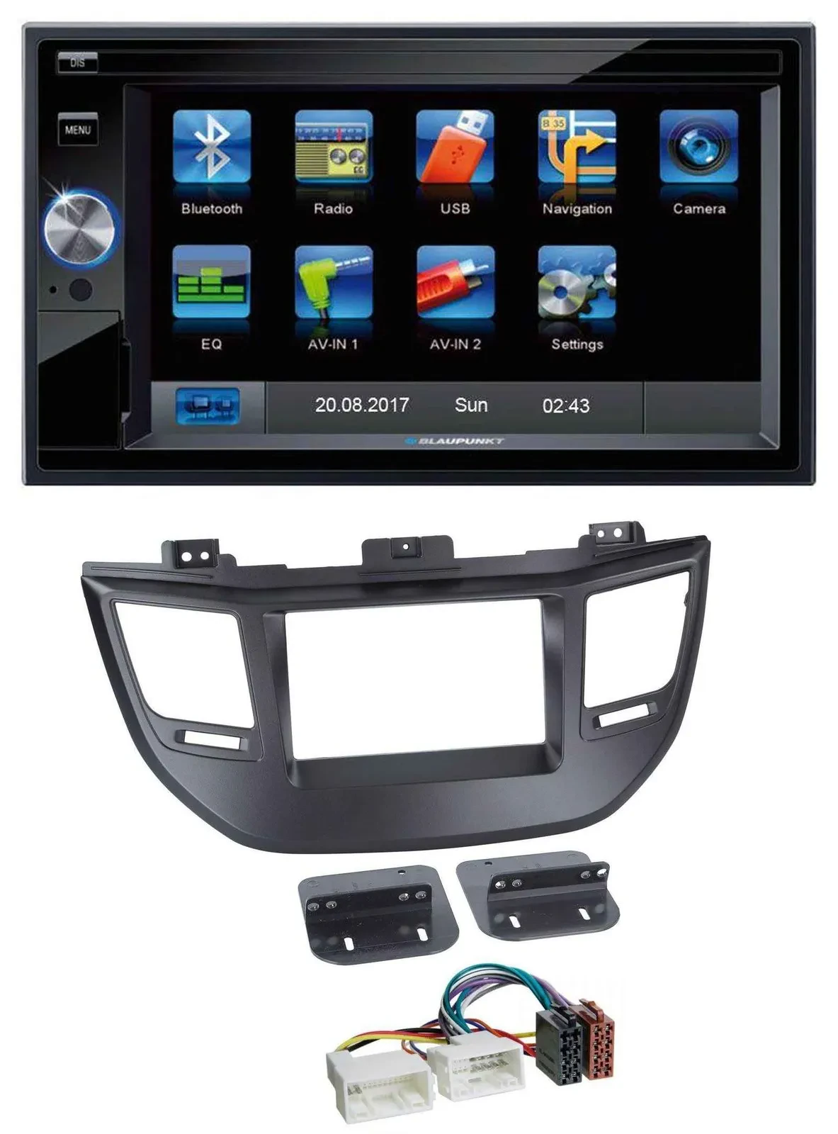 Blaupunkt SD Bluetooth 2DIN MP3 USB AUX Autoradio für Hyundai Tucson ab 15 schwa