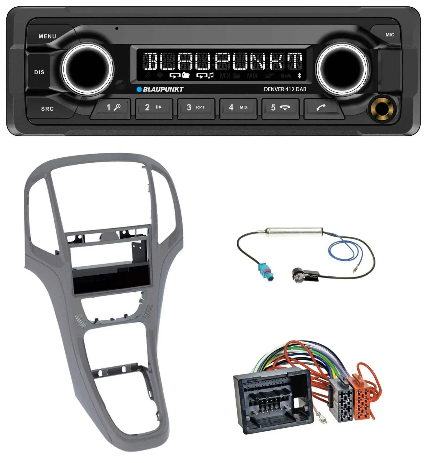 Blaupunkt Bluetooth DAB MP3 USB Autoradio für Opel Astra J ab 2009 Titan grau