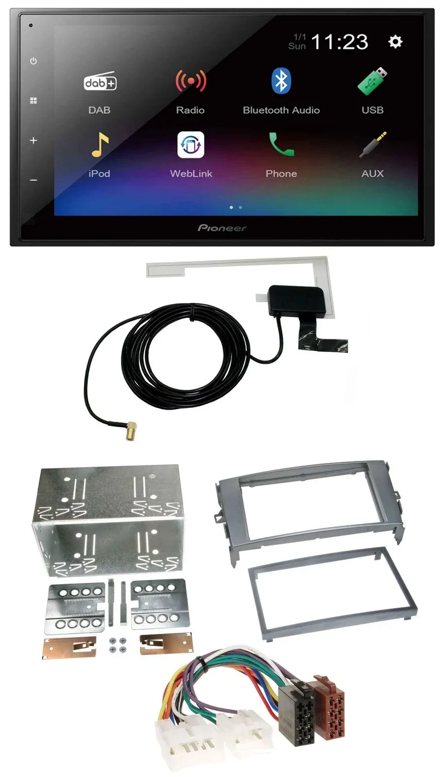 Pioneer DAB MP3 Bluetooth 2DIN USB Autoradio für Toyota Auris 07-12 anthrazit-gr