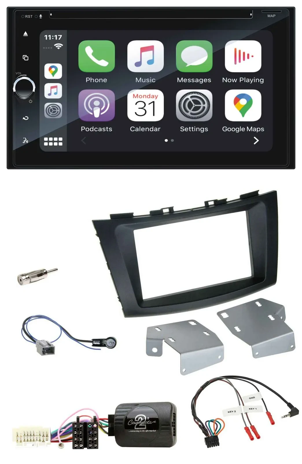 Blaupunkt DAB Lenkrad TMC Bluetooth USB 2DIN Navigation für Suzuki Swift ab 2011