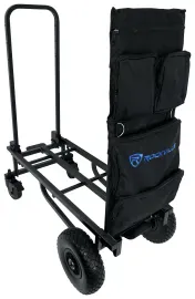 Rockville Rock Cart Pro DJ Equipment Transport Roller Car+5 Pocket Accessory Bag