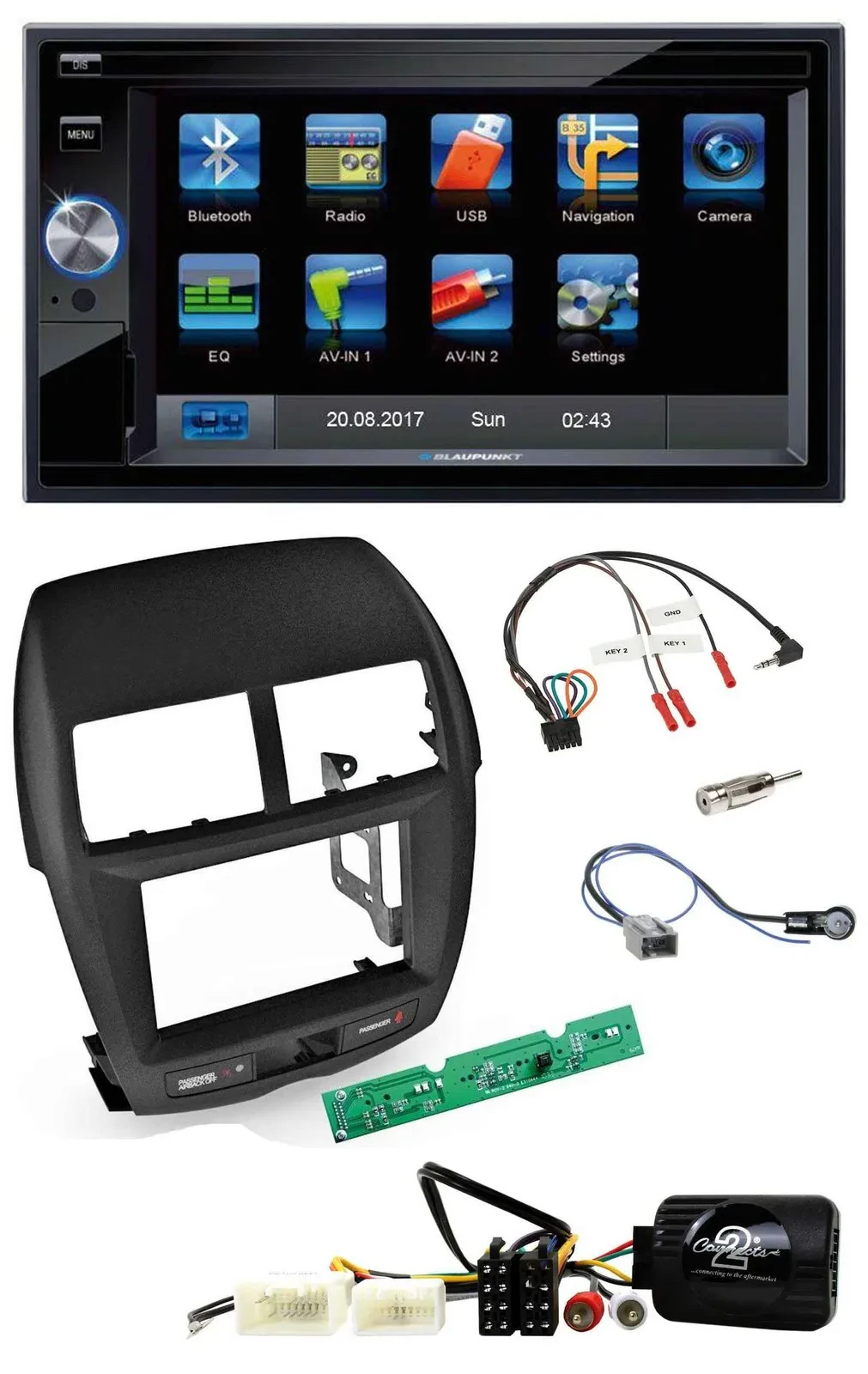 Blaupunkt SD USB TMC Bluetooth 2DIN Lenkrad Navigation für Mitsubishi ASX 2010-2