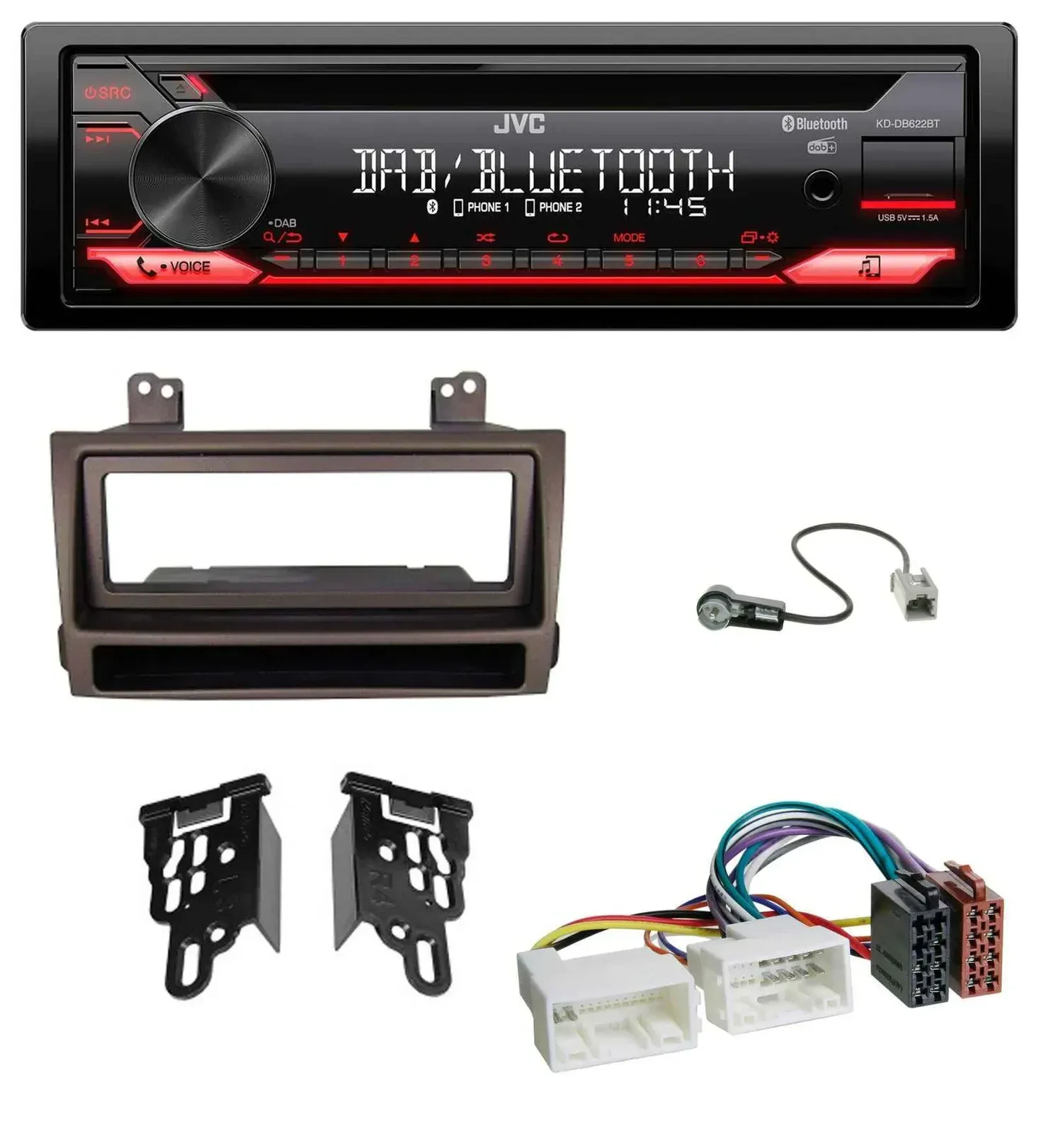 Автомагнитола для Hyundai Sonata JVC CD DAB USB Bluetooth MP3 темно-коричневый