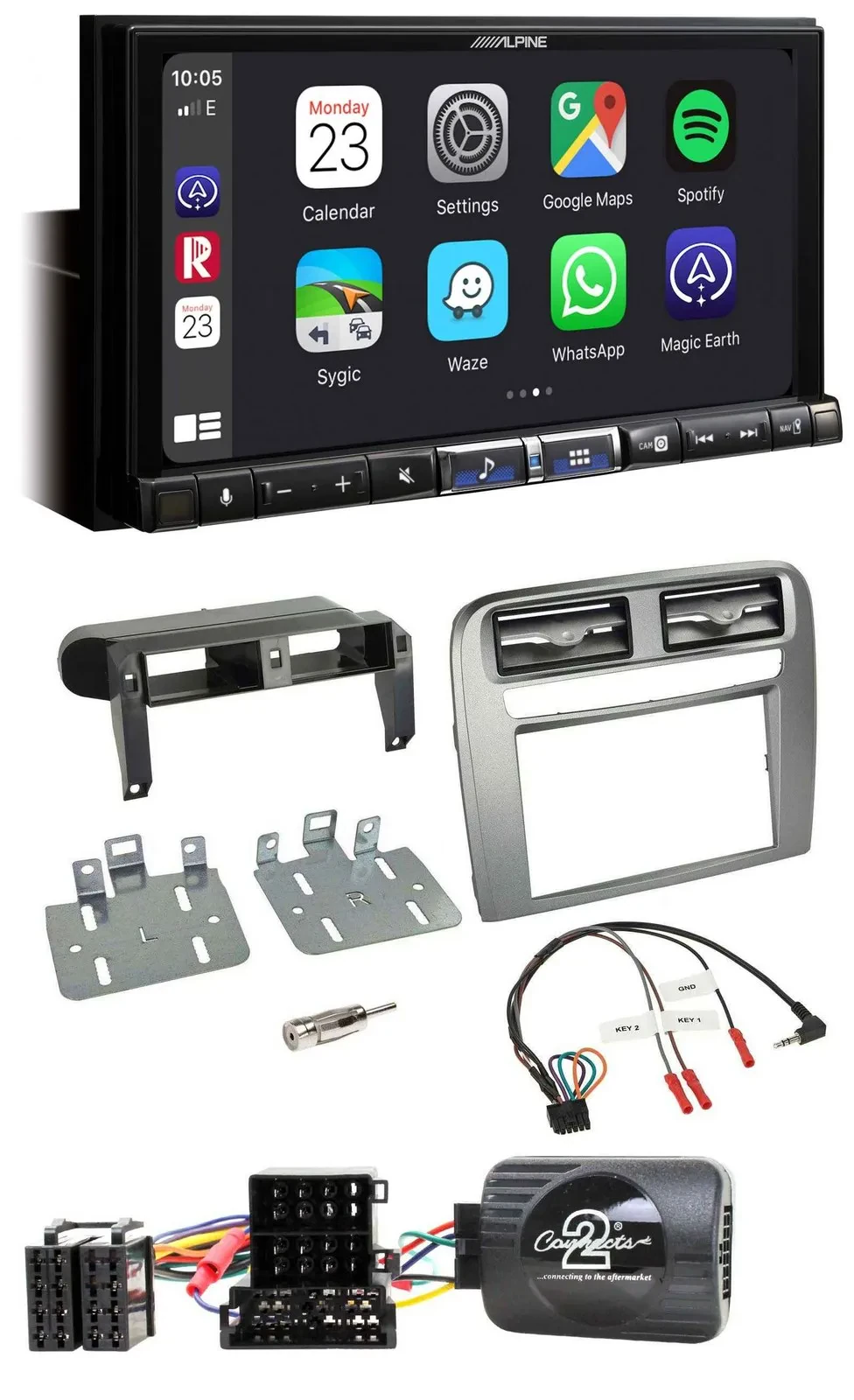 Alpine 2DIN DAB USB Lenkrad Bluetooth Autoradio für Fiat GrandePunto 05-06 anthr