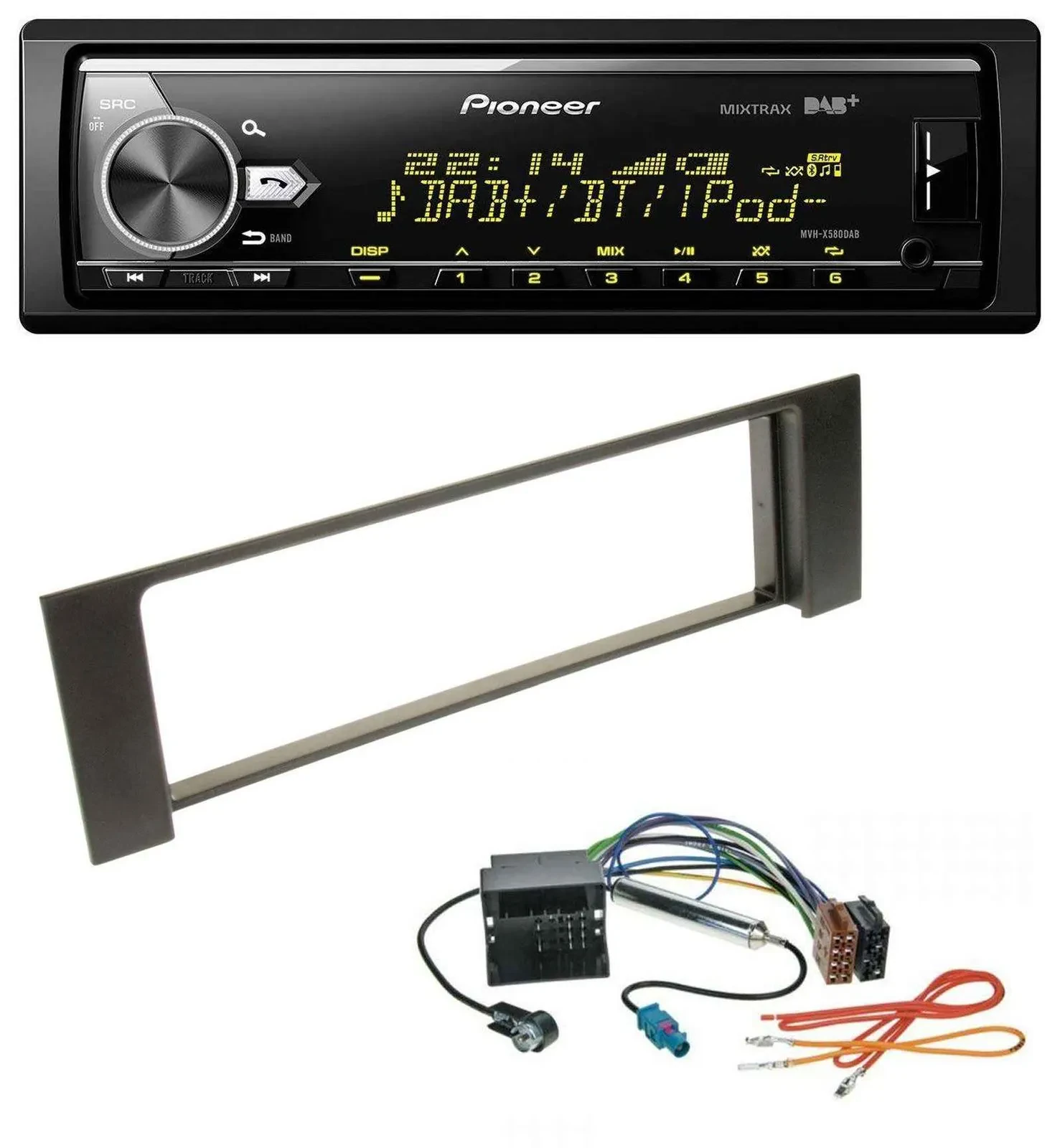 Автомагнитола Pioneer Bluetooth, USB, DAB, MP3 для Audi A4 (B6, 2000–2004), Quadlock, Fakra