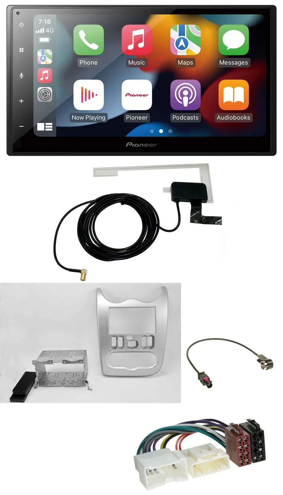 Pioneer MP3 USB Bluetooth DAB 2DIN Autoradio für Dacia Sandero Logan Duster ab 1