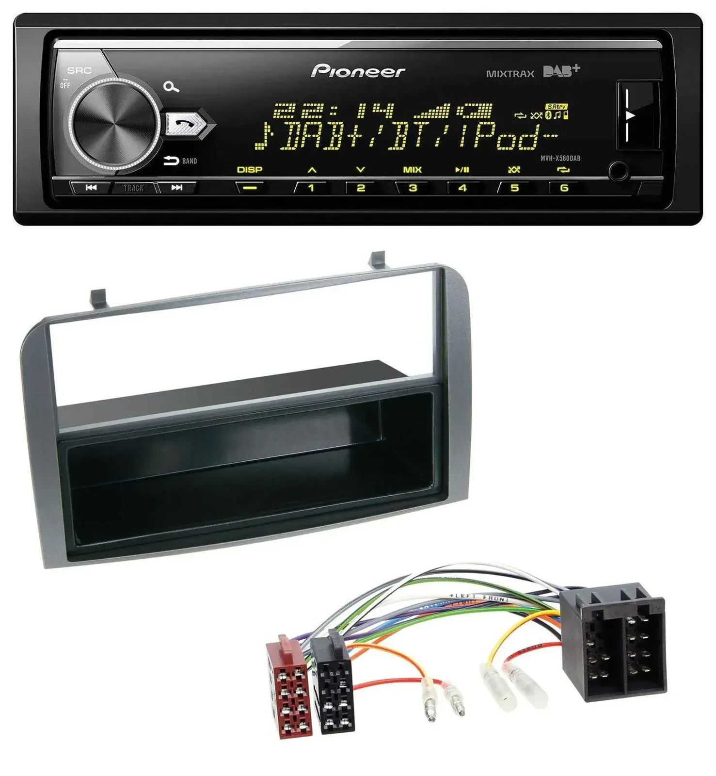Автомагнитола Pioneer Bluetooth USB DAB MP3 для Alfa Romeo 147/GT, антрацит, с карманом