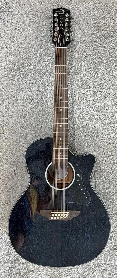 Luna MOON 12 E GAC Acoustic/Electric Guitar Black Sparkle - Prototype