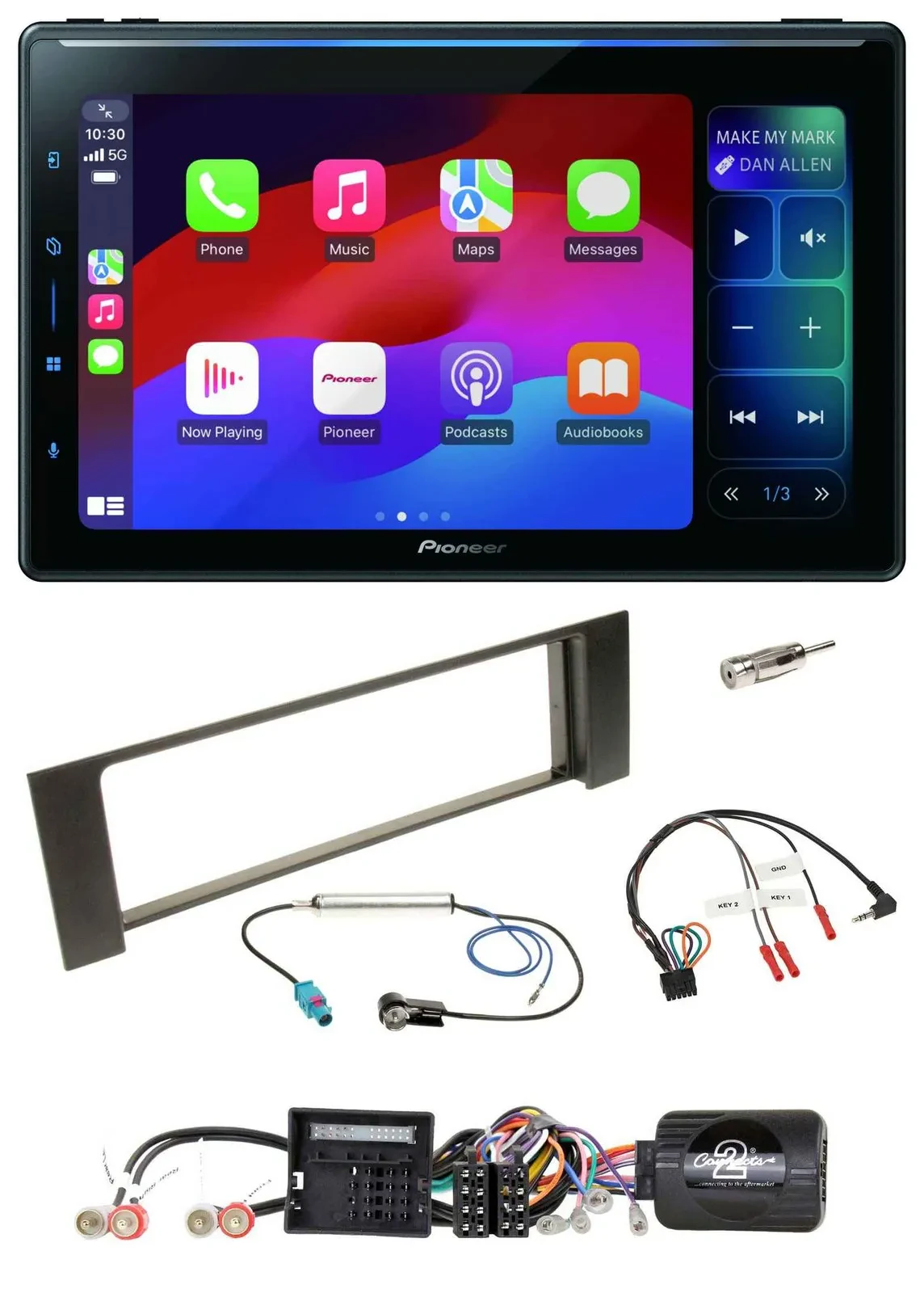 Pioneer Bluetooth DAB Lenkrad USB Autoradio für Audi A4 00-04 B6 Quadlock Fakra