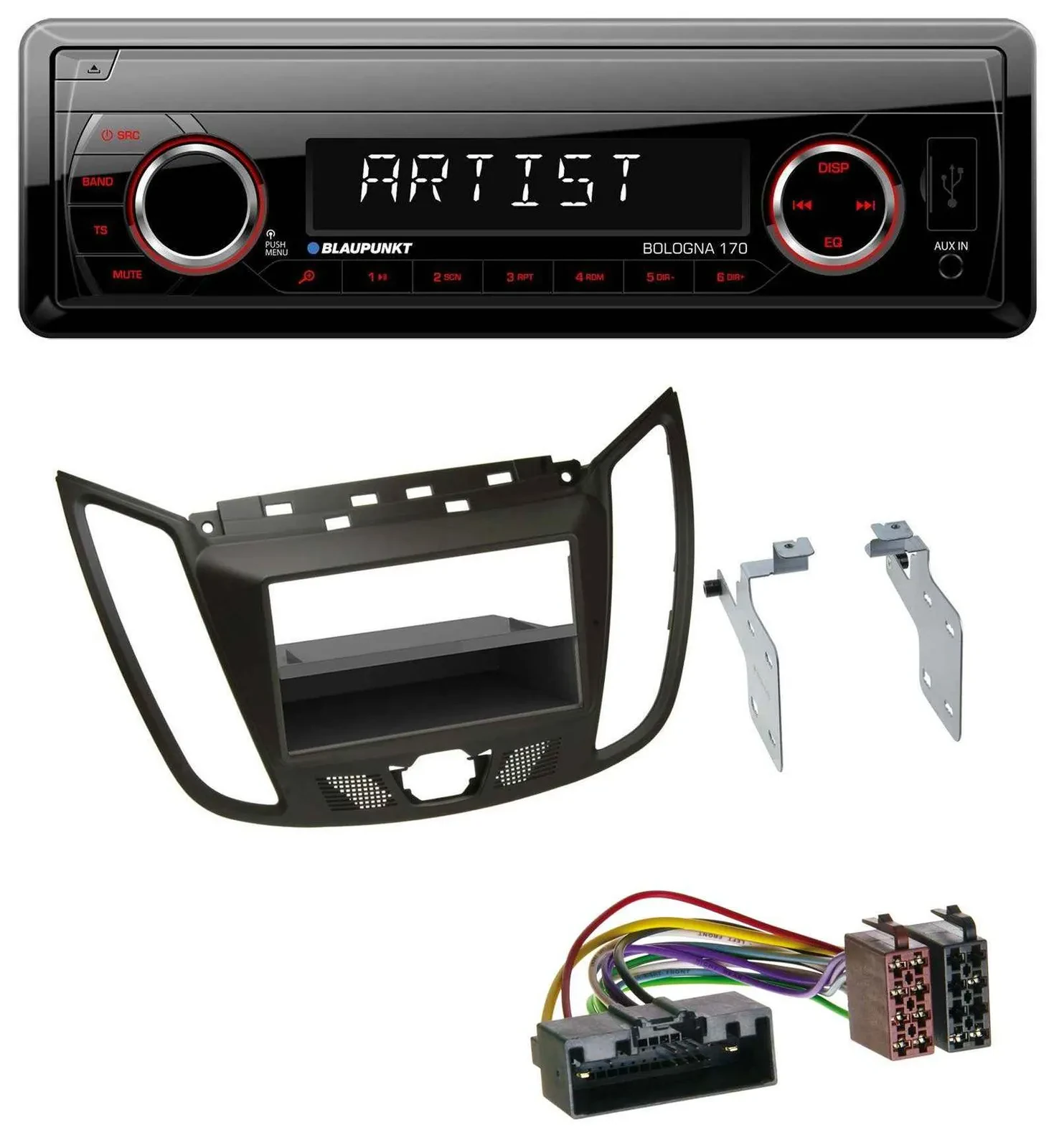 Blaupunkt SD USB 1DIN MP3 AUX Autoradio für Ford C-Max / Kuga - dunkelbraun