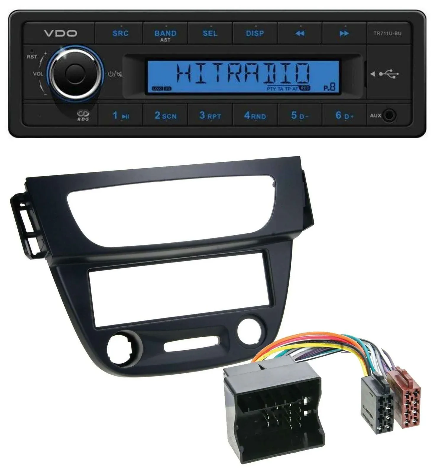 VDO AUX 1DIN MP3 USB Autoradio für Renault Megane 3 09-14 Quadlock schwarz