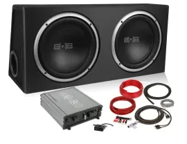 Belva BPKG 2 12" inch Powered Car Subwoofers in Box with Amplifier & Kit Package