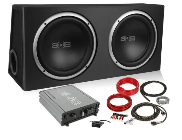Belva BPKG 2 12" inch Powered Car Subwoofers in Box with Amplifier & Kit Package