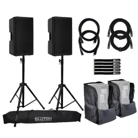 RCF ART 912-AX 12" Powered Bluetooth Speakers 2-Pack with Stands & Bag